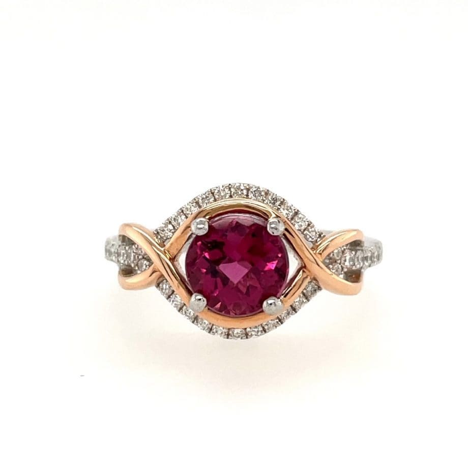 diamond swivel twist tourmaline ring